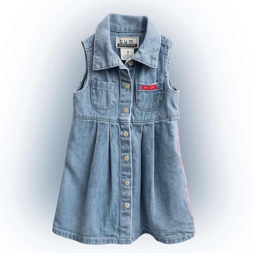 Vintage b.u.m. Equipment Denim Dress 2T Y2K Toddler - Picture 1 of 6